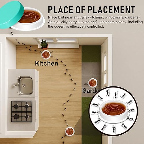 Miniatura 5 de Paquete de 40 cebo de gel repelente de hormigas  Estación de cebo de hormigas para interiores y exteriores, fórmula atractiva elimina azúcar,