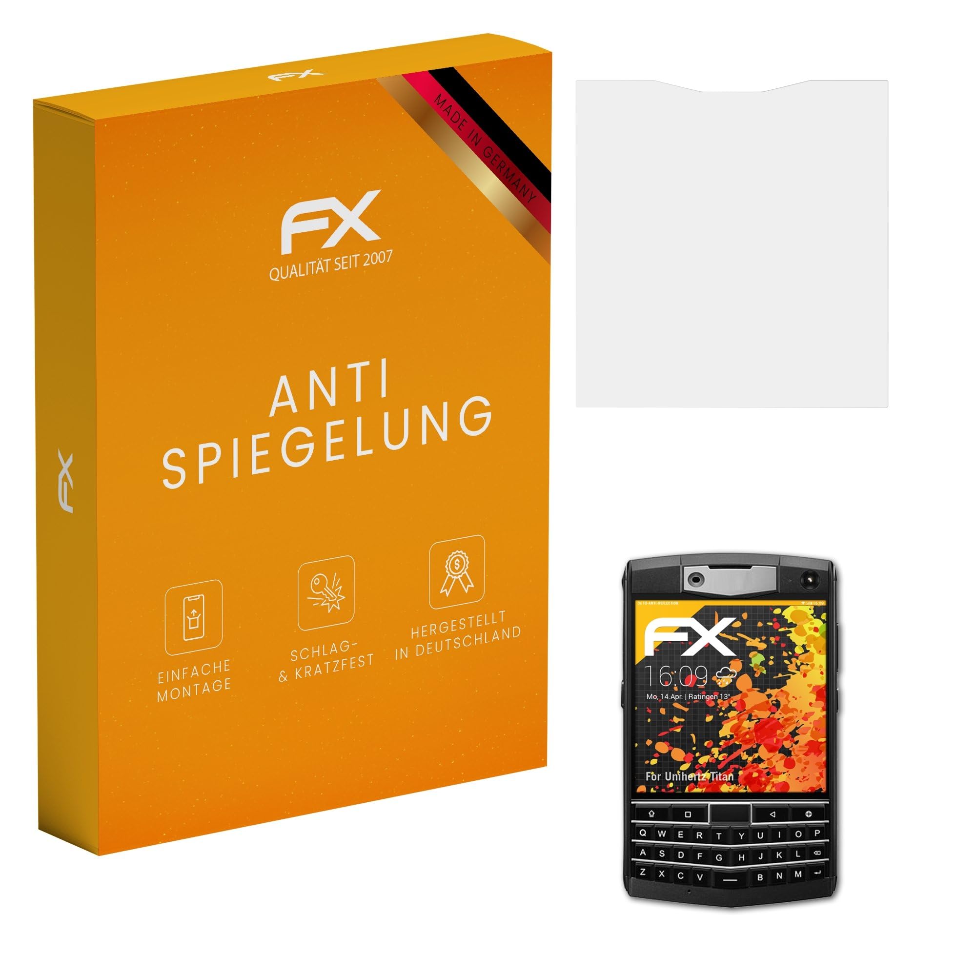 atFoliX Screen Protector compatible with Unihertz Titan Screen Protection Film, anti-reflective and shock-absorbing FX Protector Film (3X)