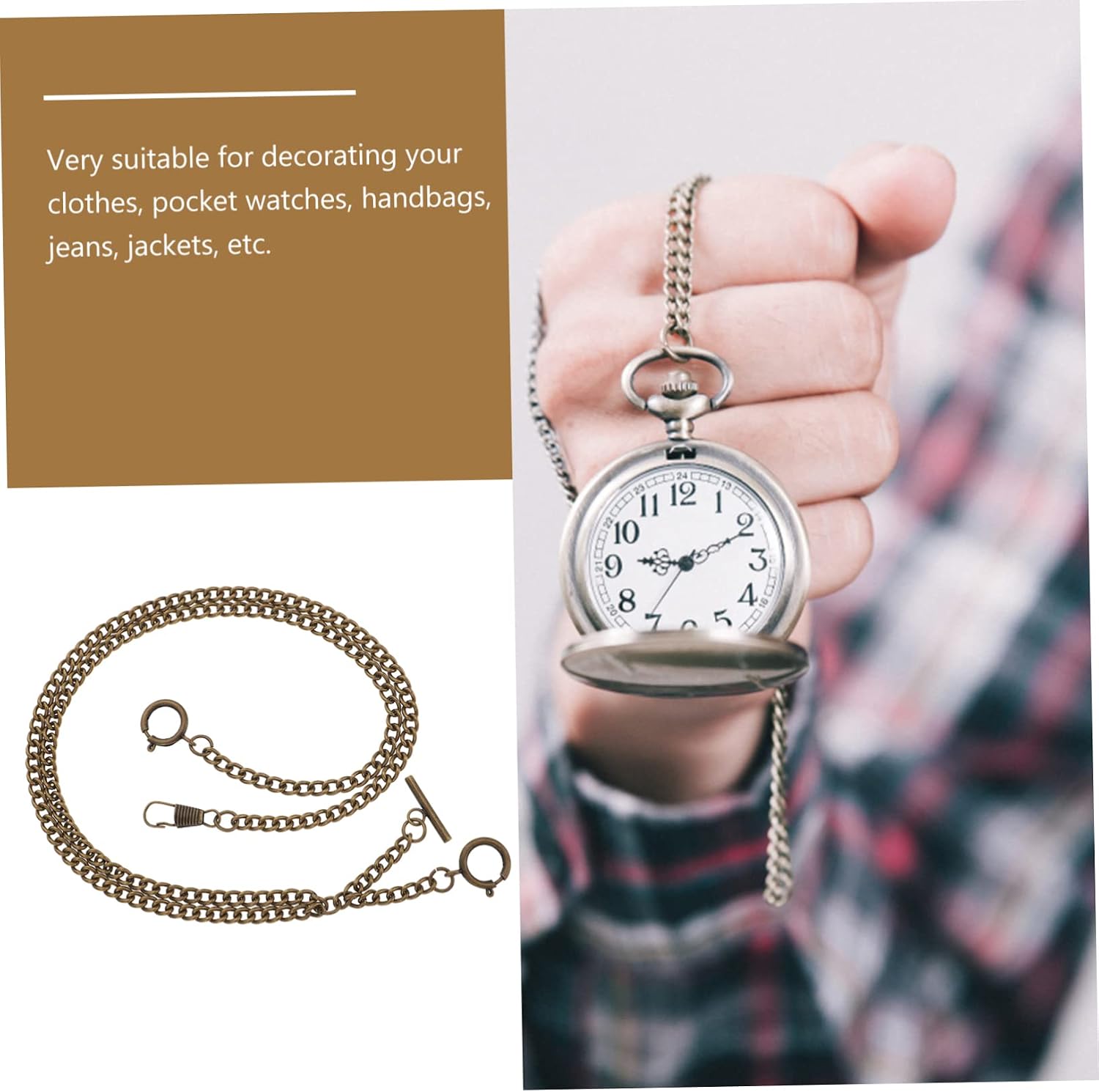 Men Pocket Watch Chain Metal Decorative Hanging Chain Clasp for Vests and Formal Wear Chic and Unique Design and Stylish Accessory