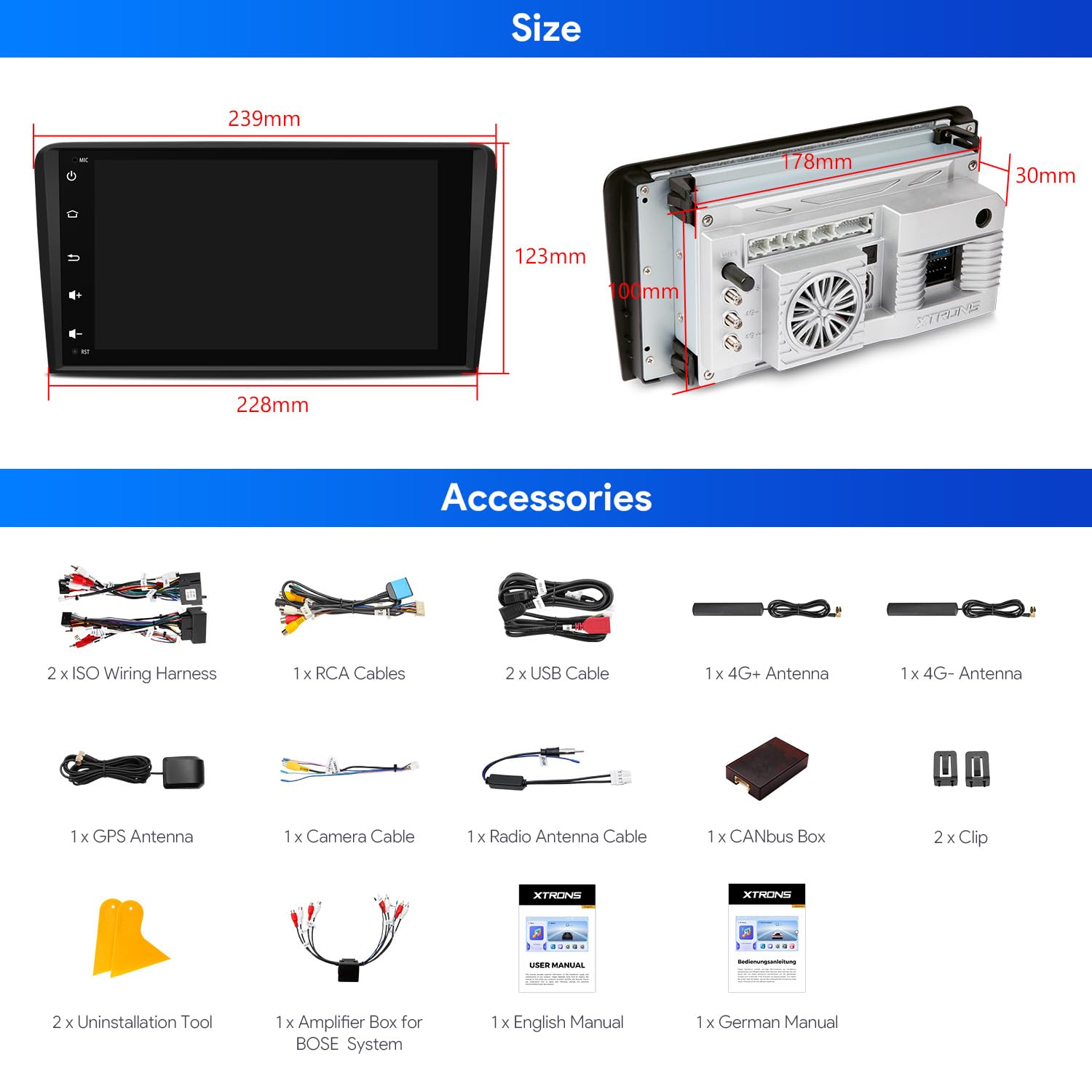 XTRONS Android 14 Autoradio Qualcomm 665 Octa Core 8+256GB Für Audi A3 S3 RS3 8 Zoll QLED IPS Eingebautes 4G LTE Car Play Android Auto HDMI-Ausgang WiFi GPS Bluetooth 5.0 Optional DAB OBD