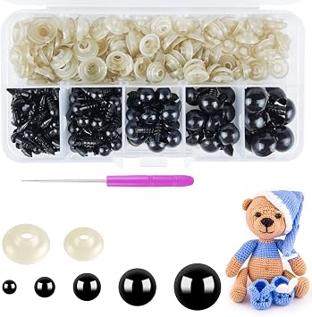 220 PCS Safety Eyes for Crochet Toys Black Dolls Eyes with Washers