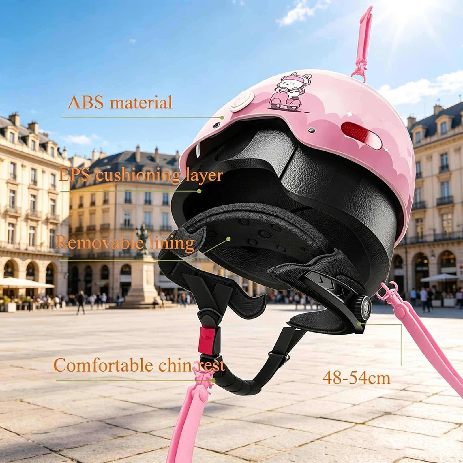 Casco Moto Gatto Bambini Orecchie 3D, [Aero Stratos] Junior Guardian, Omologato ECE 22.06, [Cervical-Zero] Regalo Ragazzi Ragazze 3-14 Anni