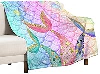 Vista 19 de Manta de cola de pez de sirena rosa con estampado de fondo de sirena para niña, 30 x 40 pulgadas