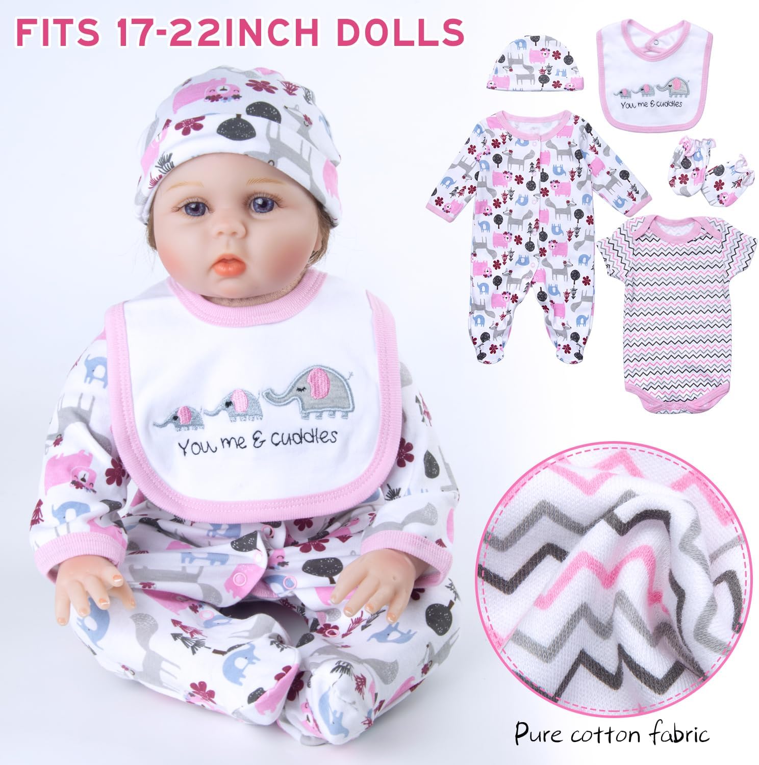 Reborn Baby Doll Clothes and Accessories Set fit 17-22 Inch Baby Dolls