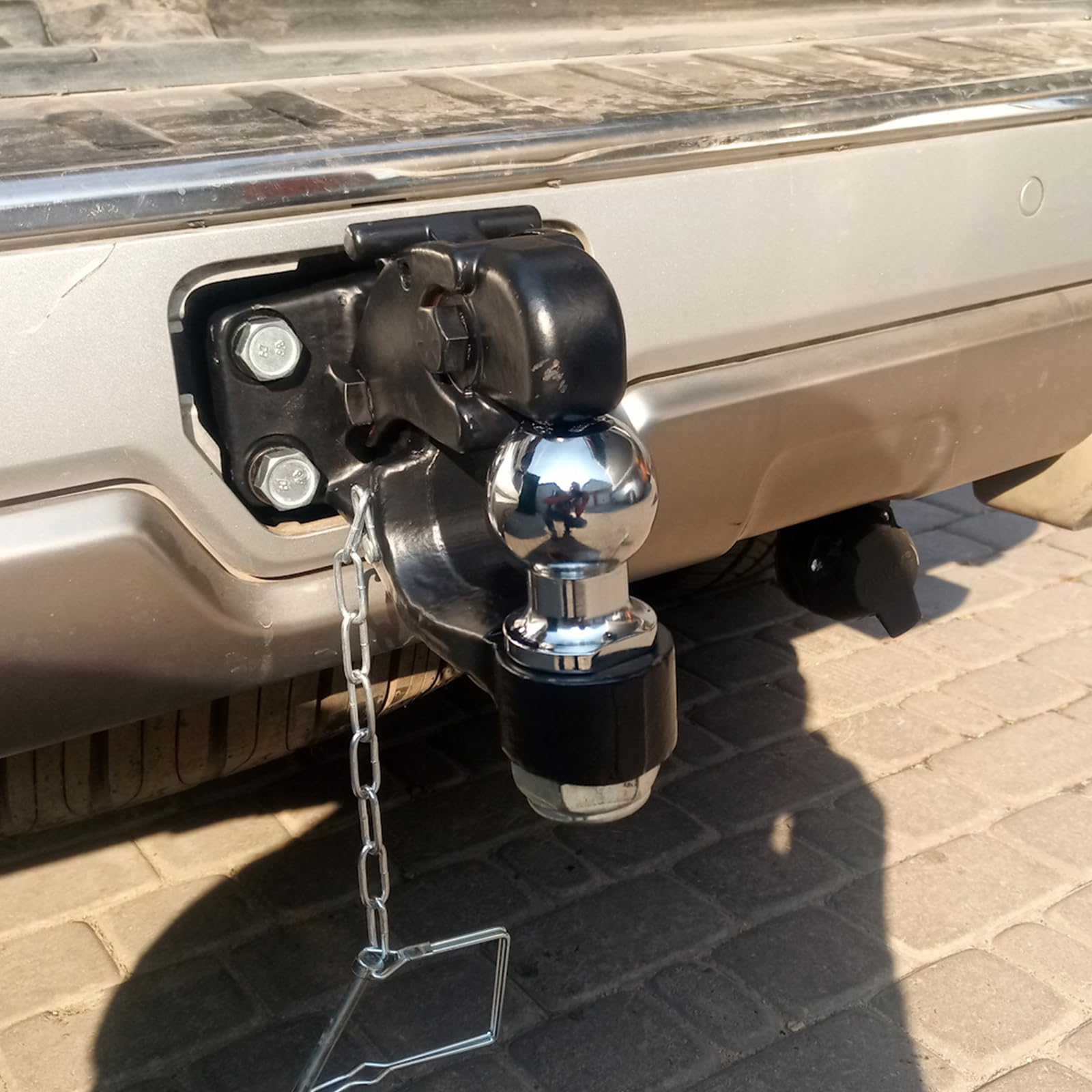 Boule D'attelage 50 Mm - Charge Jusqu'à 3,5 Tonnes, Filetage 22 Mm, Acier Chromé, Pour Tracteur Et 4x4