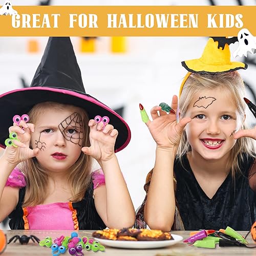 Miniatura 4 de Dedos de bruja de Halloween y anillos de ojo Googly, anillo de globo ocular ondulante, anillos de ojo de ojo, marionetas marcianas, dedos de brujas