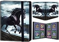 Vista 13 de Carpeta para tarjetas coleccionables de 4 bolsillos, 160 tarjetas, libro con banda elástica que se adapta a la mayoría de tarjetas