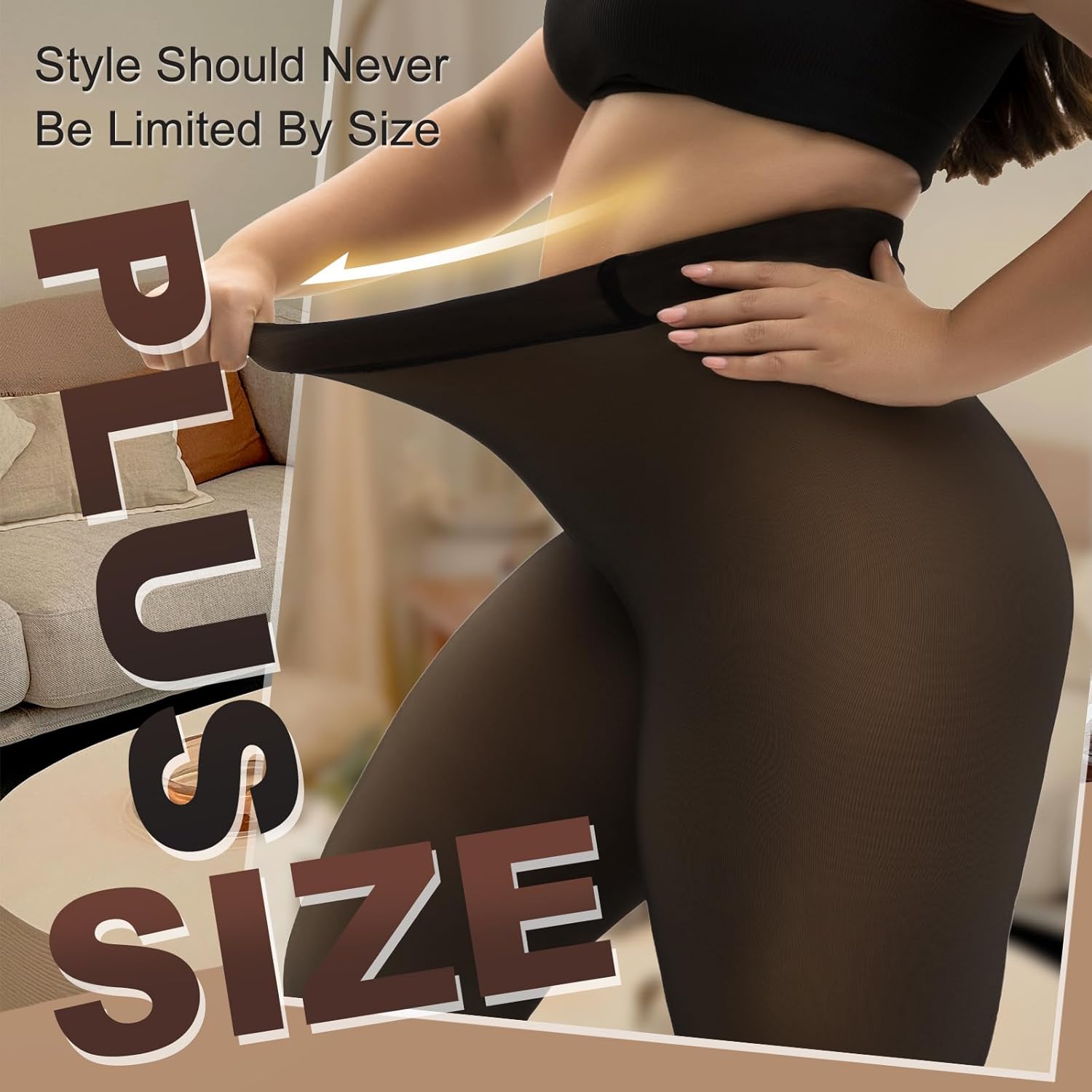 HONGTEYA Plus Size Fleece Lined Tights Women, Winter Warm Thermal Tights Fake Translucent Pantyhose Sheer Leggings ﻿ - Image 2