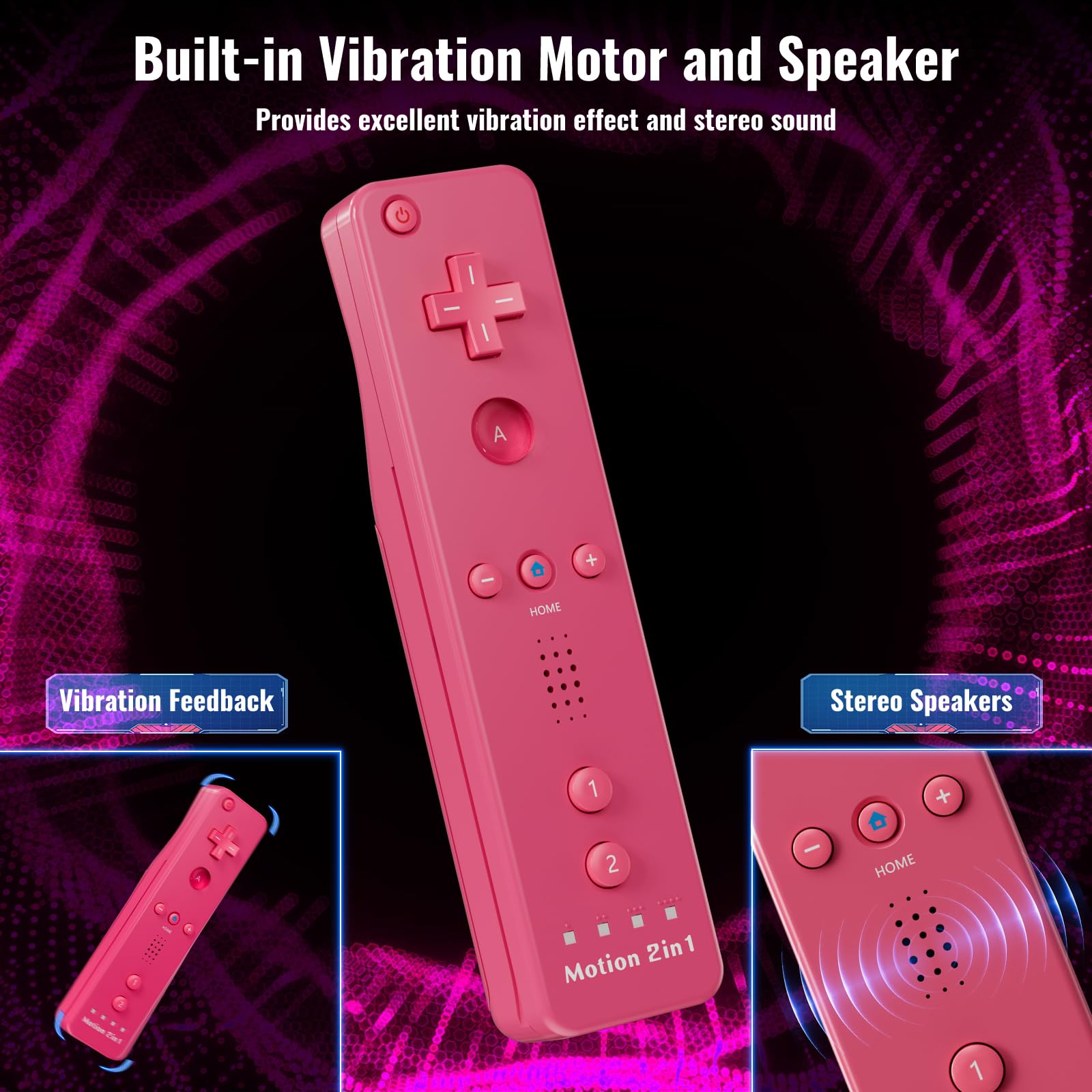 Gamrombo Motion Plus Lot de 4 manettes Wii compatibles avec Wii/Wii U avec étui en silicone et dragonne (blanc, noir, rose, bleu)