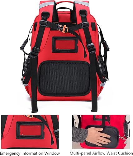 Miniatura 7 de Be-Better Bolsa de primeros auxilios Mochila de trauma vacía, kit de emergencia médica bolsa para EMT, EMS, policía, bomberos, Rojo -, Mochila