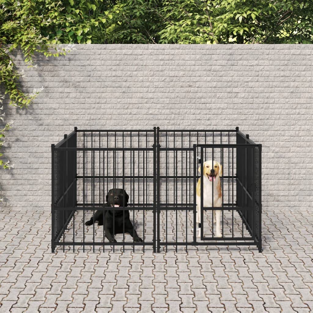 vidaXL Perrera de Exterior Jaula Mascotas Perros Puerta de Acero 3,75 m²