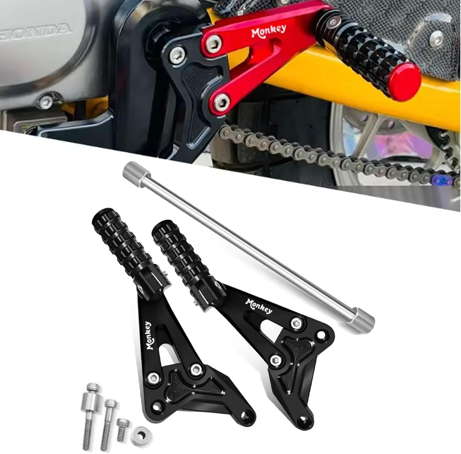 for Monkey 125 Monkey 125 monkey125 2025 2024 2023 2022-2018 Accessories Gear Lever Pedal Foot Pedal Motorcycle Gear Lever Foldable Rear Foot Pedal Aluminum Alloy Pedal (Black)