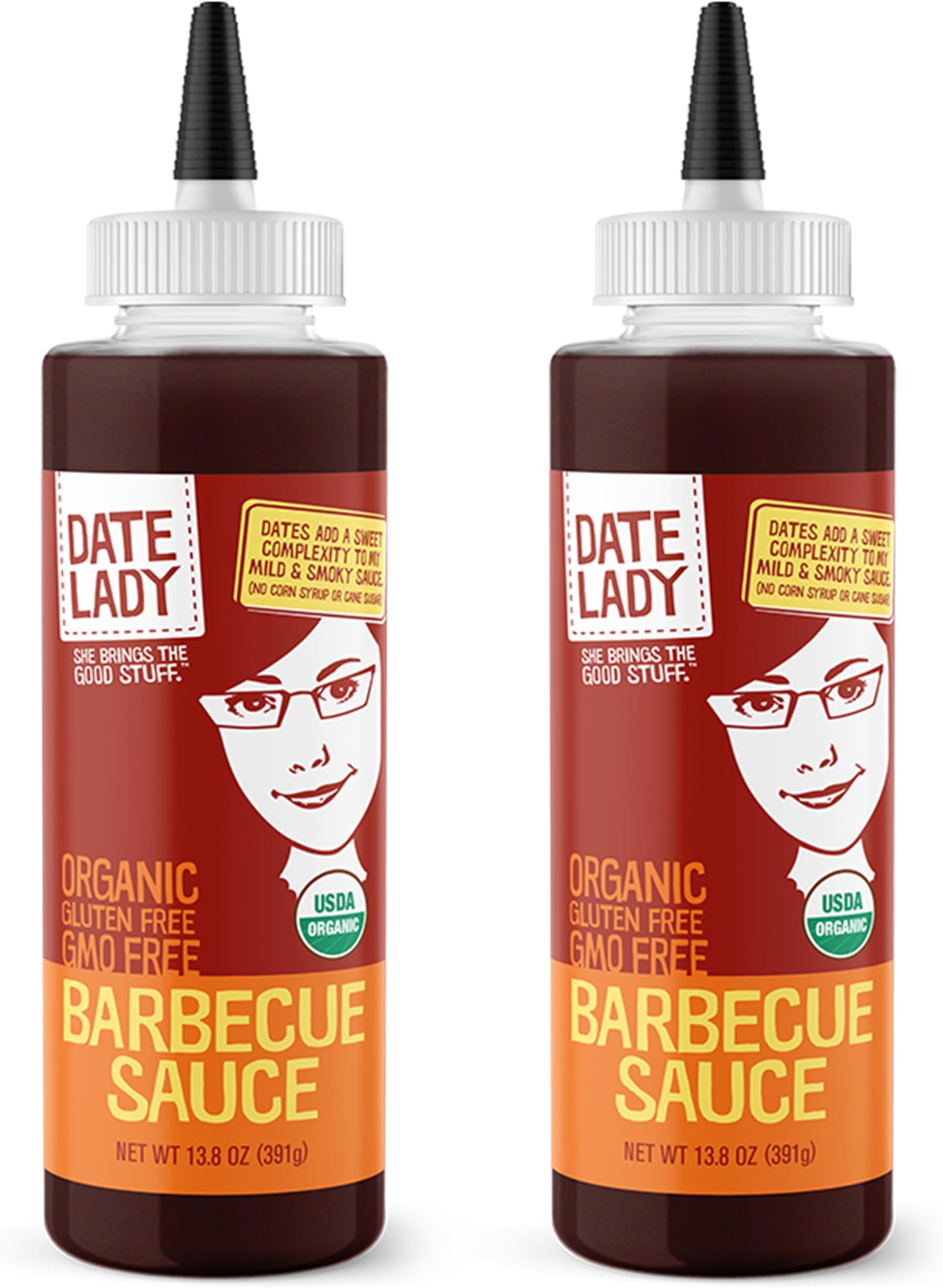 Date Lady BBQ Sauce | Organic & Gluten Free | Paleo Friendly, Sweetened only with Dates! | No Corn Syrup or Cane Sugar | No Added Flavors or MSG (2-Pack) Vegan Sauce