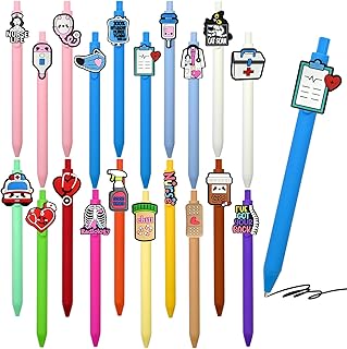 20 Pcs Cute Nurse Pens Funny Nurse Accessories for Work Gel Pen Black Ink Set for Cna Rn Medical Assistant Nursing Student Essentials Nurse Week Gifts