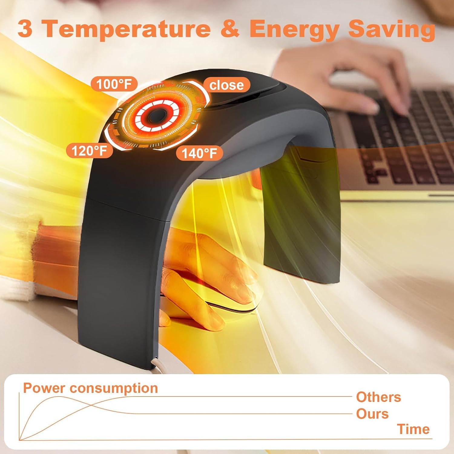Heated Mouse Pad Hand Warmer,Adjustable Temperature Small Space Heater for Office,Foldable Electric Warming Heater for Office Desk,Portable Electric Space Heaters for Indoor Use,110V 100W (Black)
