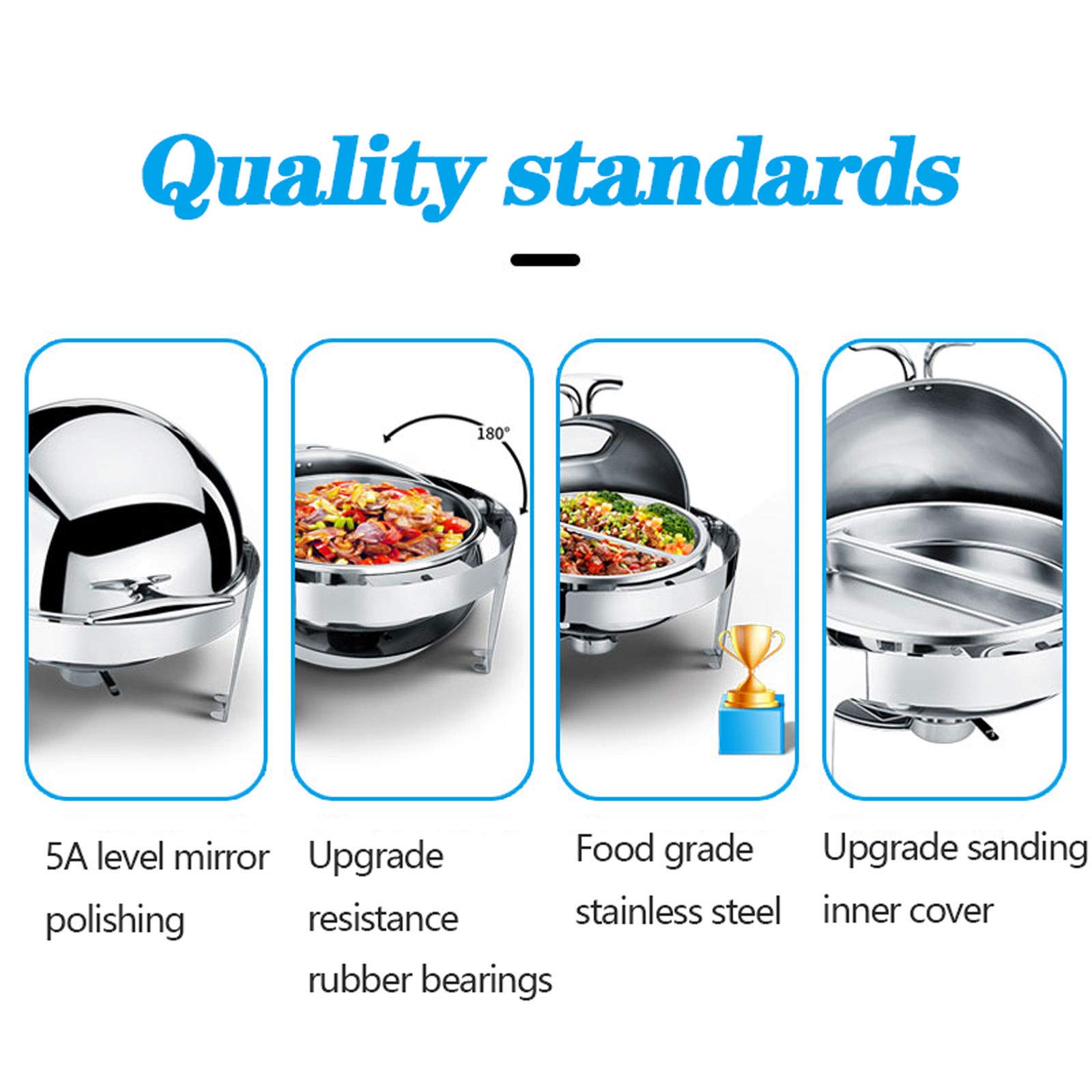 Chafing Dish, Scaldavivande Elettrico Acciaio Inox, 6L Contenitore Termico Scalda Cibo per Alimenti per Riunioni di Famiglia, Ideale per Mantenere in Fresco i Cibi