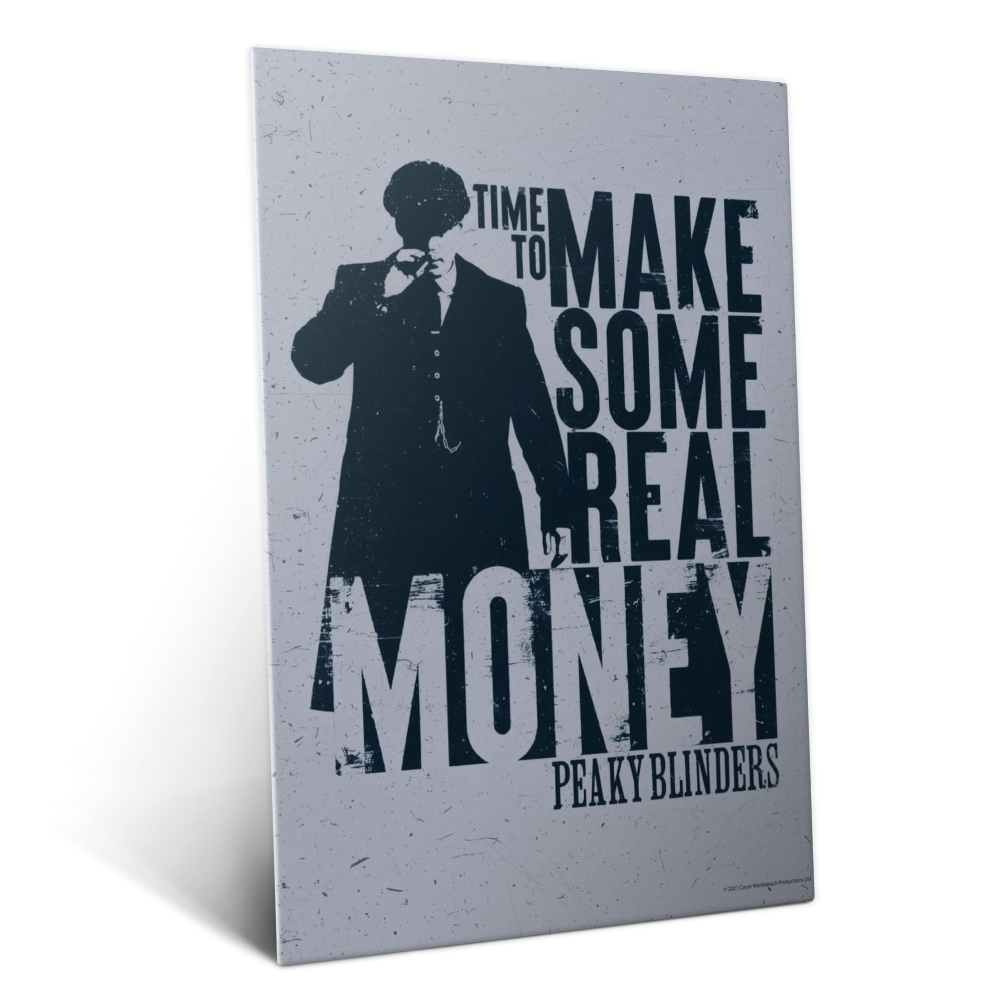 Displate Metall poster Peaky Blinders Time To Make Some Money Größe M | Moderne Bilder Wohnzimmer, Wandbilder für Schlafzimmer. Wanddeko & Geschenk. Wandkunst mit Magnet-Befestigung, ohne Bohren.