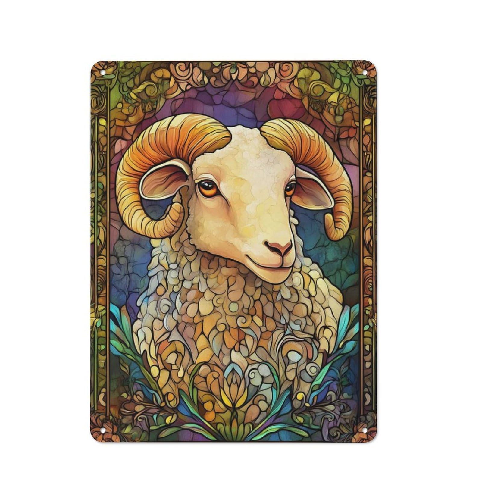 Junmoney Sheep Metal Sign 40X30cm With For Workshop Wall, Vintage Decor, A Decorative Christmas Gift For Metal Sign Collectors