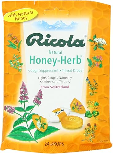 Miniatura 3 de Ricola Gotas supresoras de la tos para la garganta, miel y hierba, 24 gotas (paquete de 12)