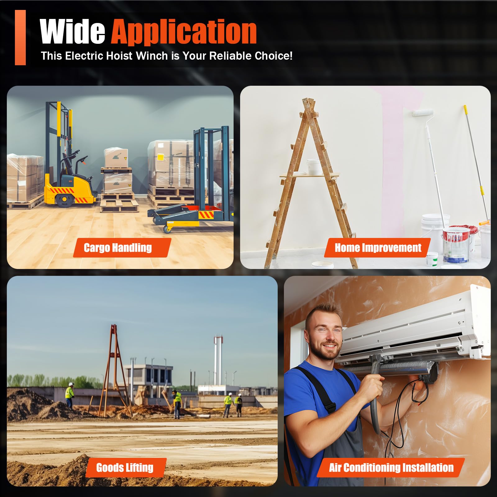 3-in-1 Electric Hoist Winch, 2200lbs Manual/Wire/Wireless Remote Control,110/120 Volt Portable Power Electric Crane,Overload Protection 41ft Lifting Height for Towing(Black)