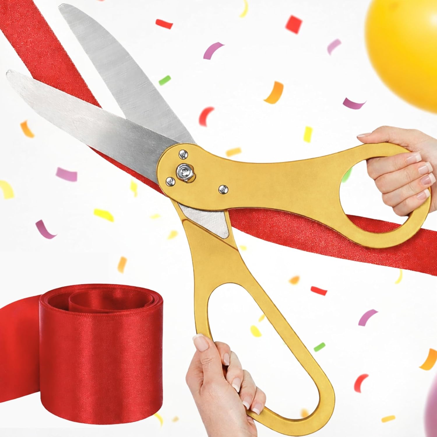 Ribbon Cutting Ceremony Kit Giants Ribbon Cutting Scissors with Red Tape Grand Opening Decorations for Special Events Inaugurations and Ceremonies