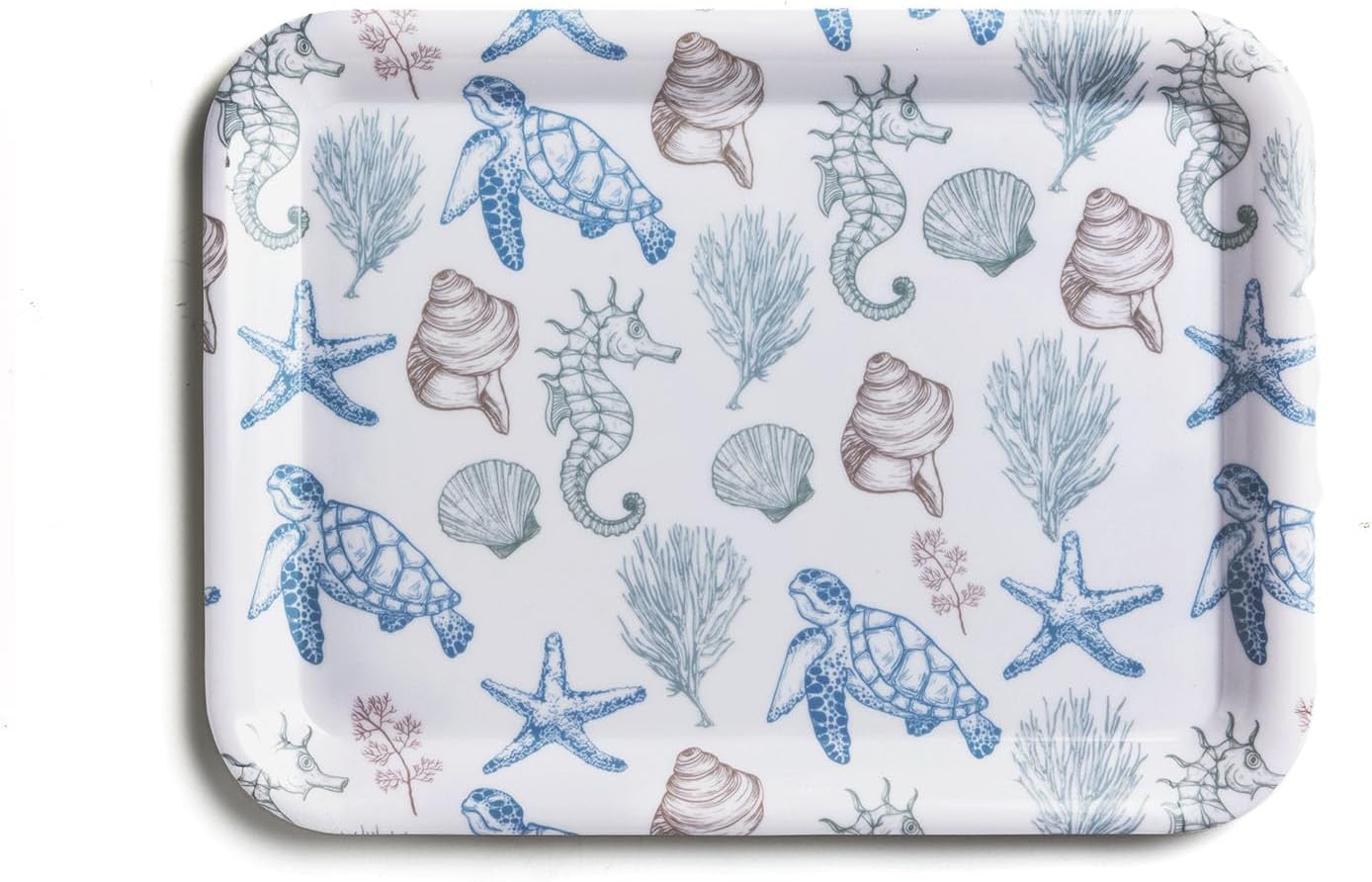 Serving Trays, 12.9 x 9.6 inch Rectangular Plastic Tray for Restaurant, Kitchen,Green Eucalyptus Leaves On A White Background