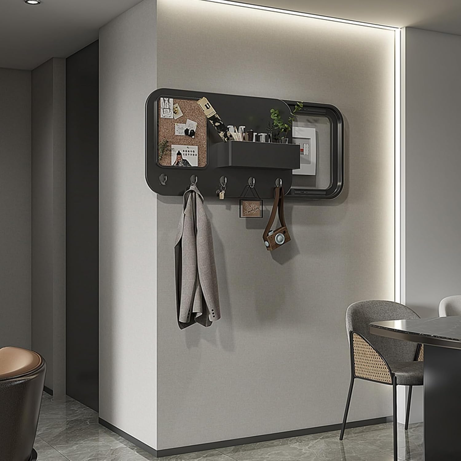 Concealed Electrical Box Cover & Coat Hooks - Stylish Wall-Mounted Shelf Utility Box Decor for Easy Organization(Pull Right)