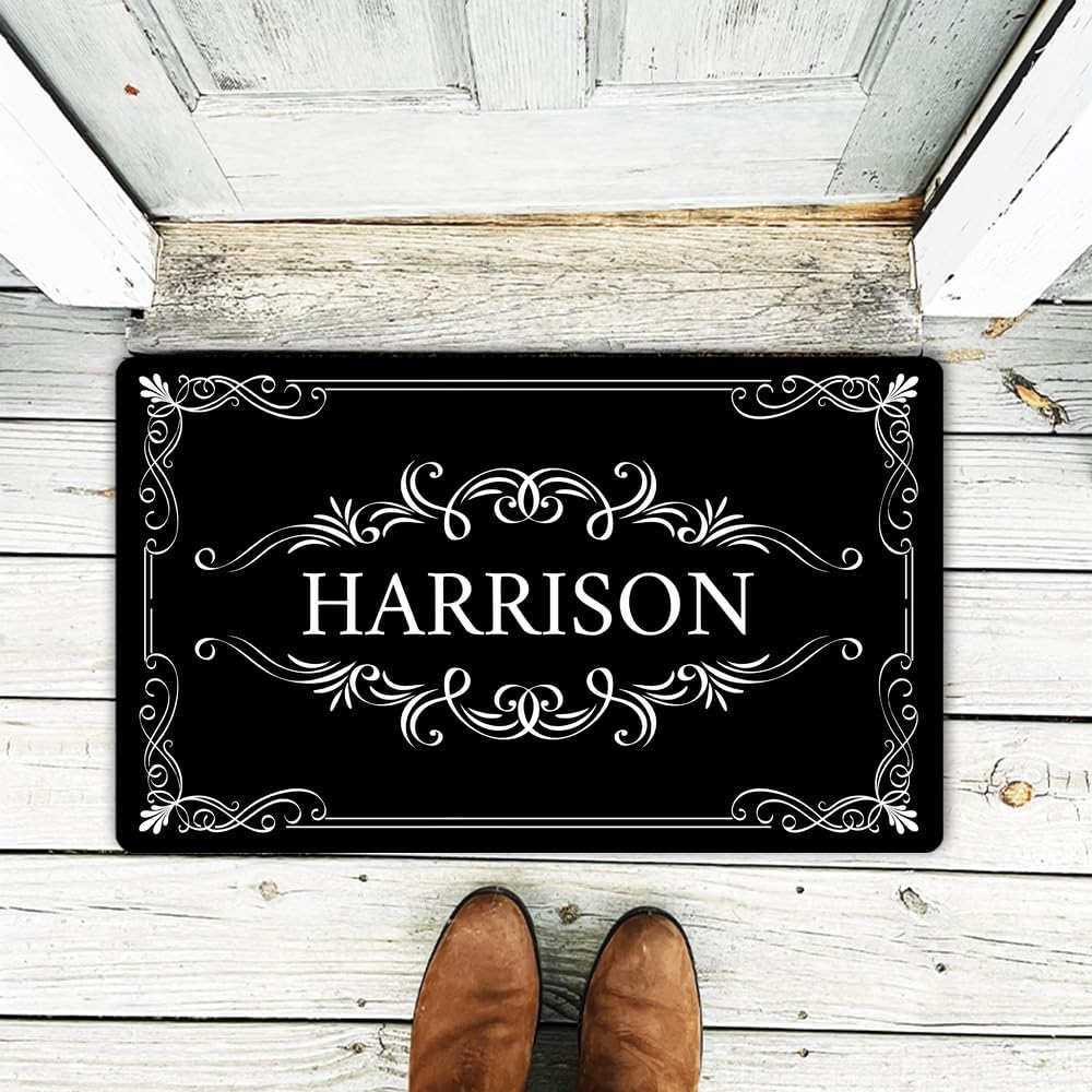 Custom Welcome Doormat - Personalized Text Logo Door Mat - Outdoor Indoor Entrance Floor Porch Rug - Non-Slip Rubber Washable Fabric - 18"x30"