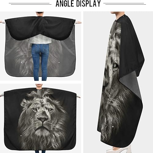 Miniatura 6 de visesunny Peluquería Cape Dark Lion Animal Impresión 3D Poliéster Corte de pelo Delantal de Peluquería Antiestático Corte de Pelo, Paño de Afeitar