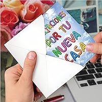 Vista 4 de NobleWorks Tarjeta de felicitación histérica española para el nuevo hogar con sobre de 5 x 7 pulgadas (1 tarjeta) Mensajes Inflados - Nueva Casa