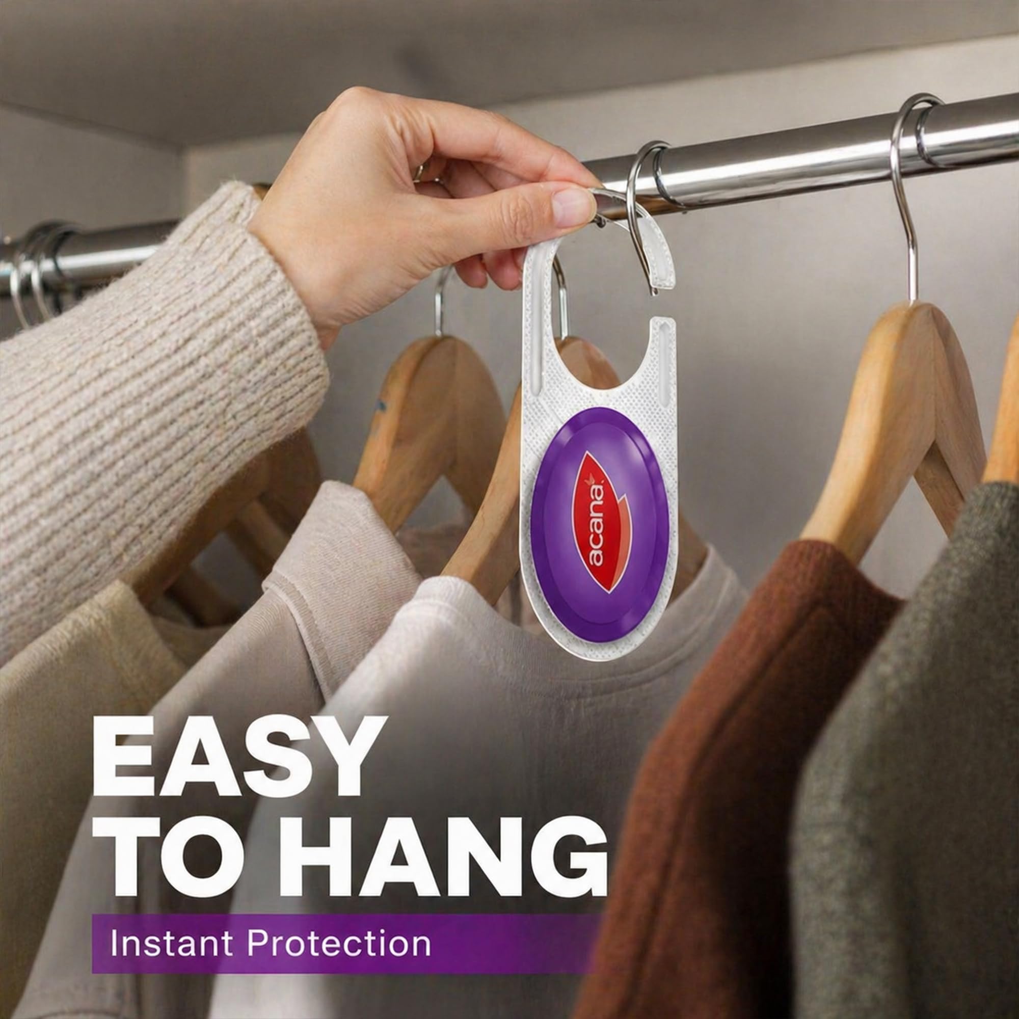 Acana Hanging Moth Killer 4 Pack – Wardrobe & Closet Protection for Clothes Storage, Long Lasting Fabric Care for Drawers & Cupboards, Helps Reduce Moth Activity, Home Storage Protection Solution — view 4