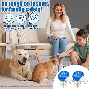 6PCS Mosquito Repellent Plug in, Lasting Mosquito Plug, Plug-in Insect Killer for up to 60 Nights per Refill, Includes 2 Diffuser and 4 Refill for Home&Travel Rapid Kills Mosquito, Midges on Contact