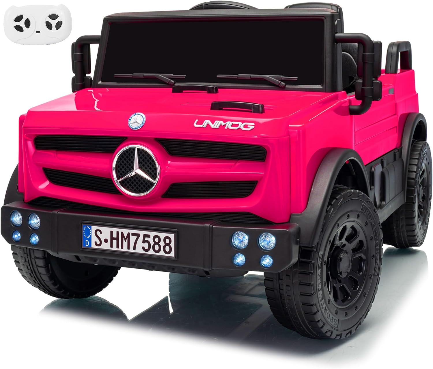 12V Licensed Mercedes-Benz UNIMOG Car for Kids, Kids Ride on Car with Remote Control, LED Lights, Music & Horn, Soft Start, Low Battery Prompt, Kids Ride on Toys for 3-5 Year Old