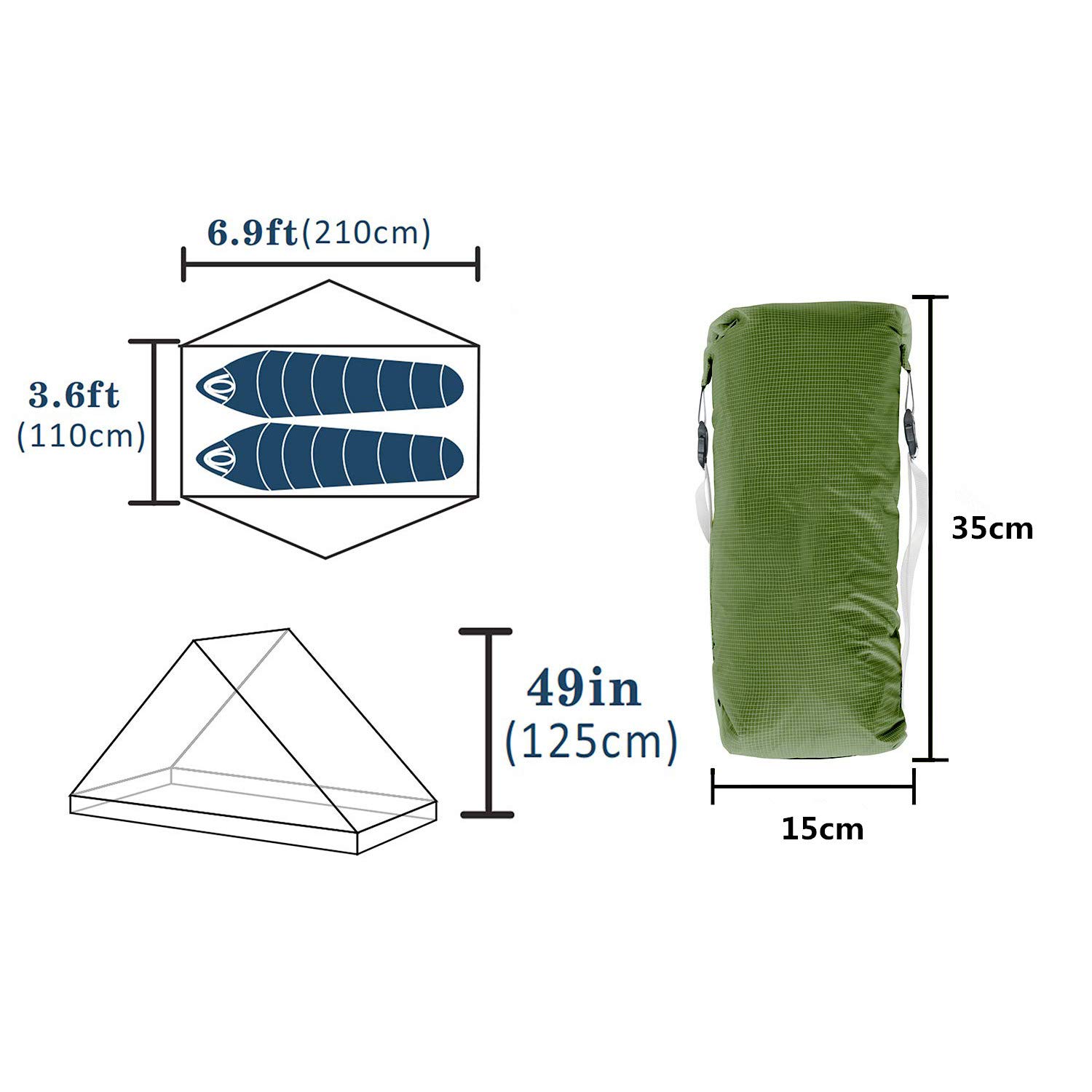 KIKILIVE Nuovo LanShan Outdoor Ultralight Tenda da campeggio 1Persone / 2 persone Mesh Tent Shelter -Perfetto per il campeggio, Backpacking e Thru-Hikes