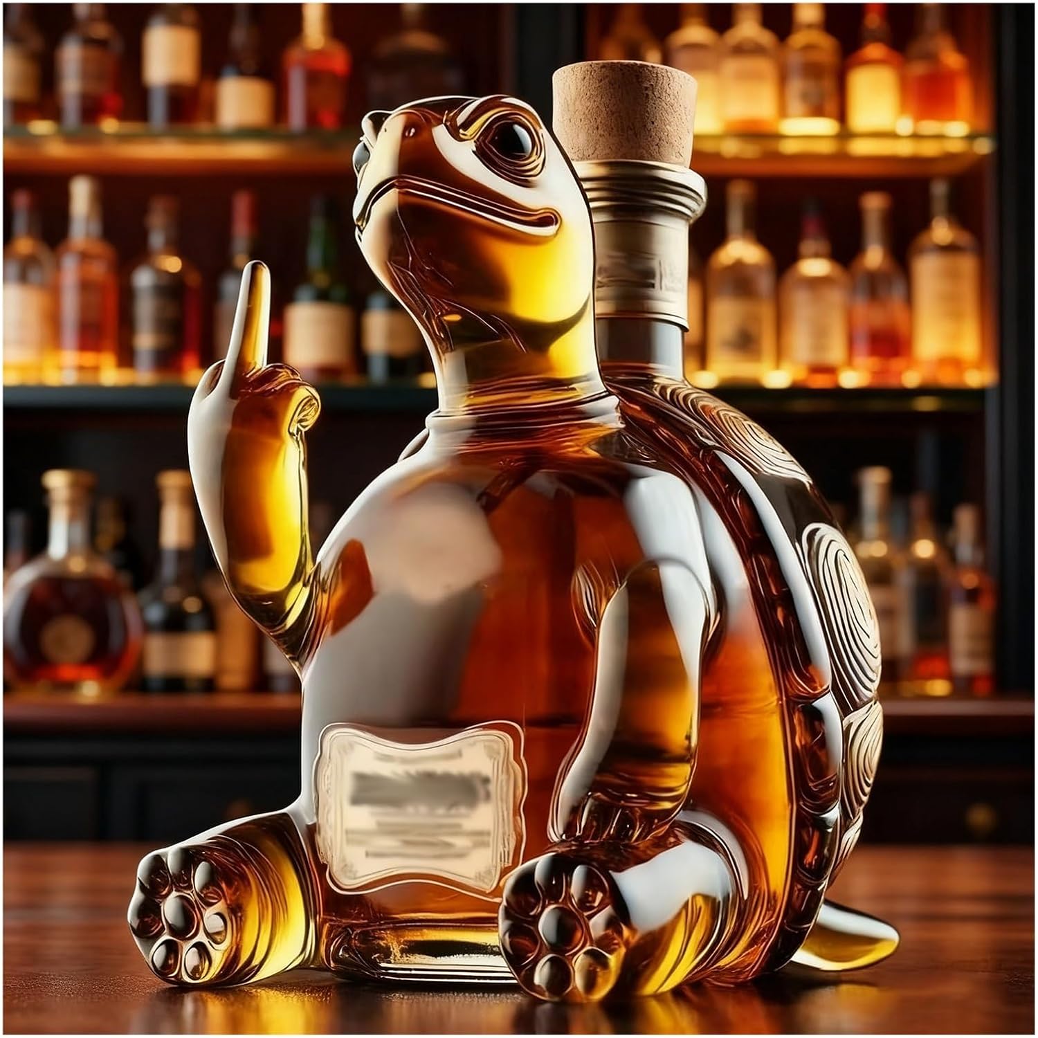 Whiskey Decanter Bottle - Art Statue, 11.8oz / 350ML Finger Turtle Whiskeys Bottles, Funny Gag Gift For Men Women Bachelor Party Bar Decor