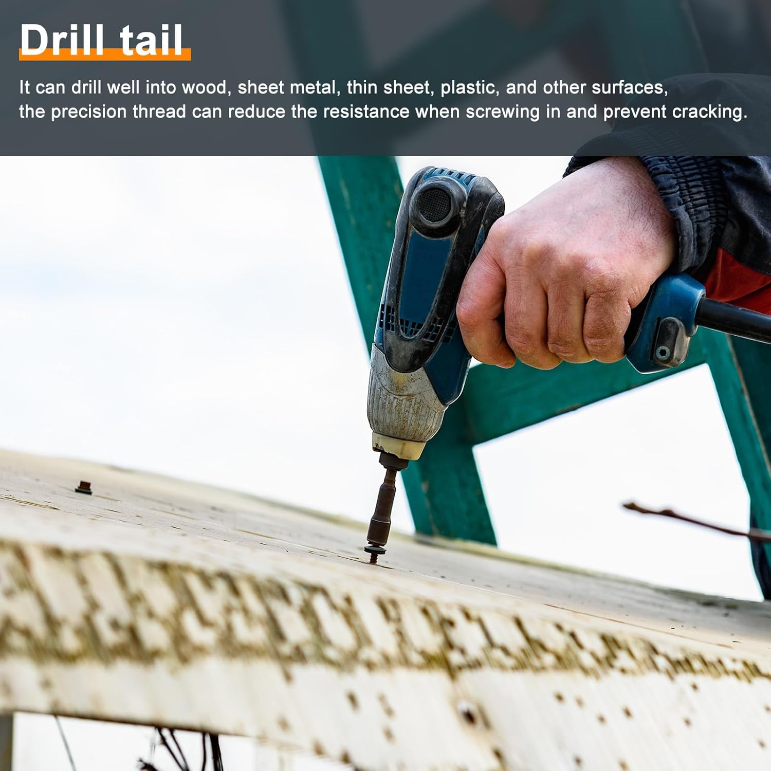 uxcell 100Pcs #14 x 5 Self Drilling Screws, 410 Stainless Steel Self Tapping Screws for Metal, Black Oxidation Finish, Hex Washer Head Sheet Metal Screws