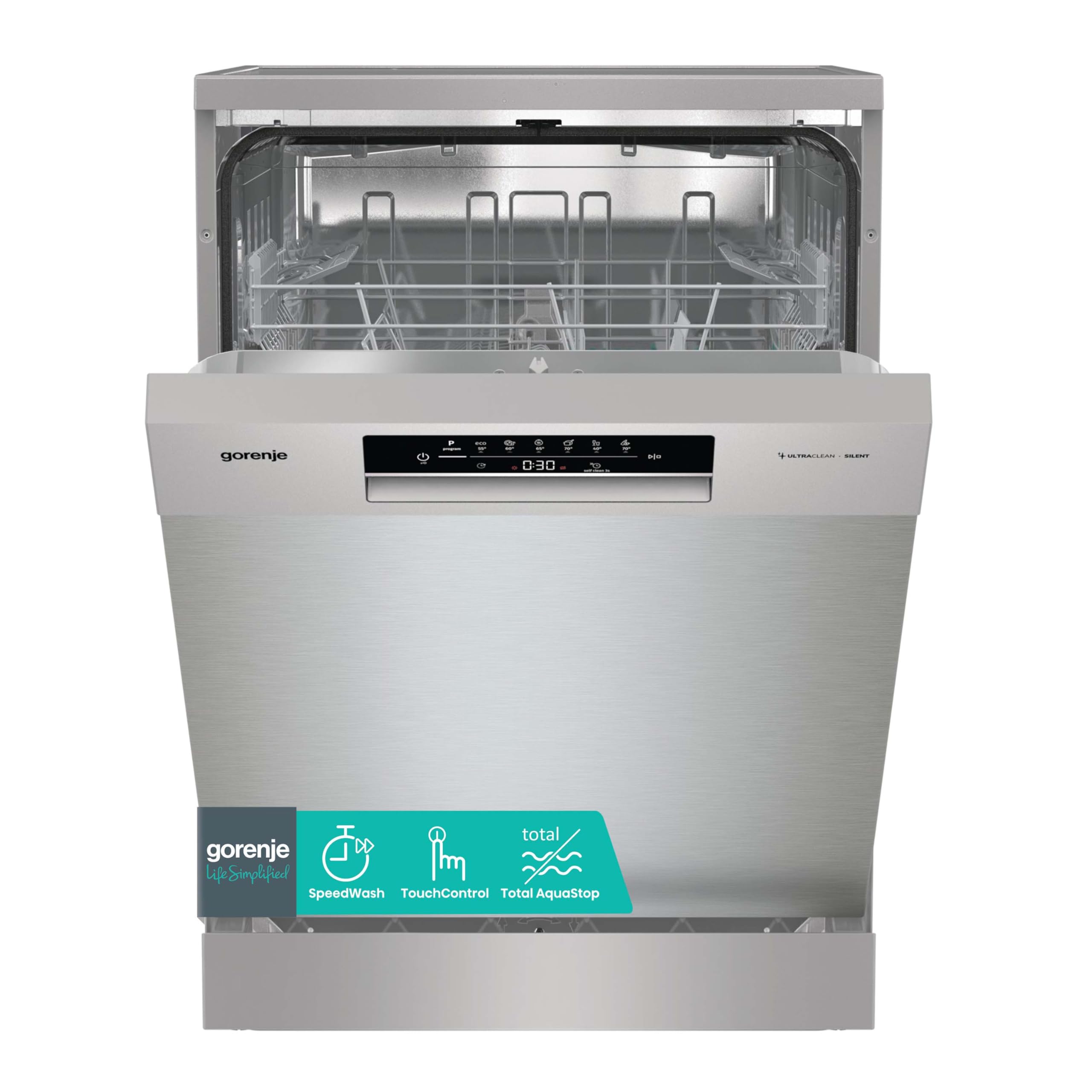 Gorenje GS642E90X Freistehender Geschirrspüler, 60 cm, 13 Maßgedecke, Total AquaStop, vollständiger Überlaufschutz, Hygiene Programm, SpeedWash Funktion, Selbstreinigung, UltraClean Besteckkorb