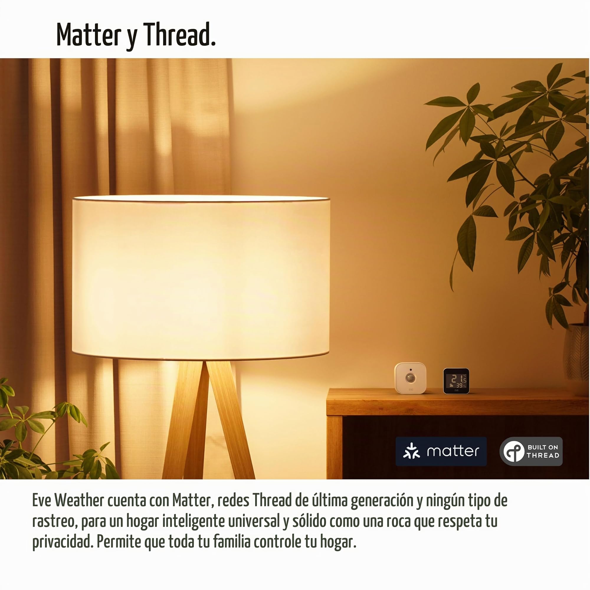 Eve Weather (Matter) – Estación meteorológica inteligente con medición de temperatura, humedad, tendencia del clima, certificación IPX4 de resistencia al agua, requiere un router de borde Thread