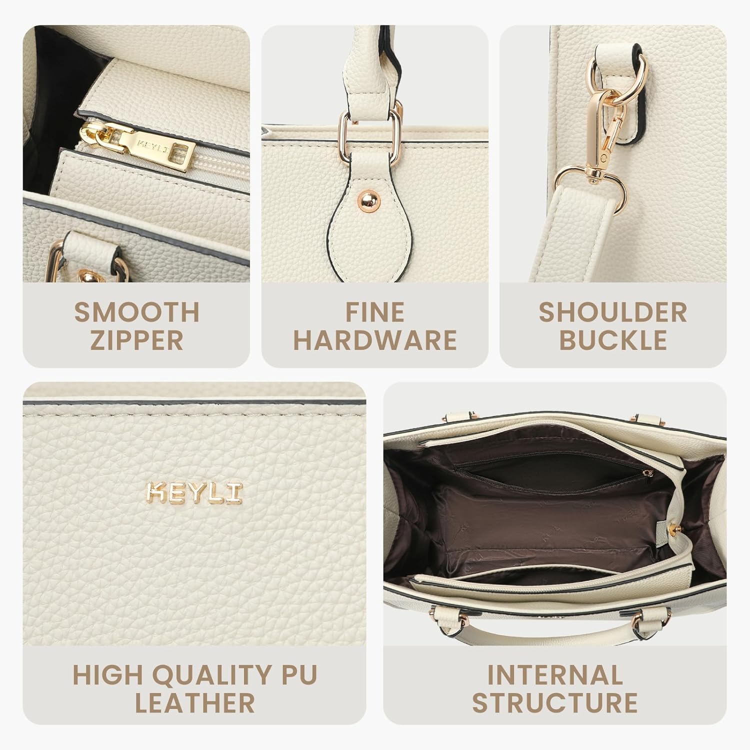 Keyli Medium Tote Bag for Women Crossbody Purses and Handbags Leather Top-handle Satchel Shoulder Bag Sets - Image 6