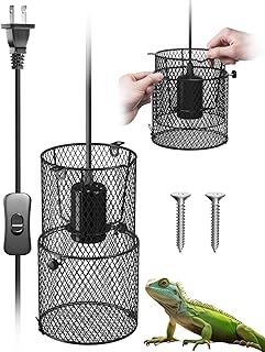 GlowUp Retractable Reptile Heat Lamp Lampshade Holder,150 Watt Ceramic Heat Emitter Guard with Anti-hot Bracket,ON/Off Switch for Chick,Lizard,Snake,Turtle,Plant (Bulb Not Included)