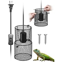 GlowUp Retractable Reptile Heat Lamp Lampshade Holder,150 Watt Ceramic Heat Emitter Guard with Anti-hot Bracket,ON/Off Switch for Chick,Lizard,Snake,Turtle,Plant Bulb Not Included