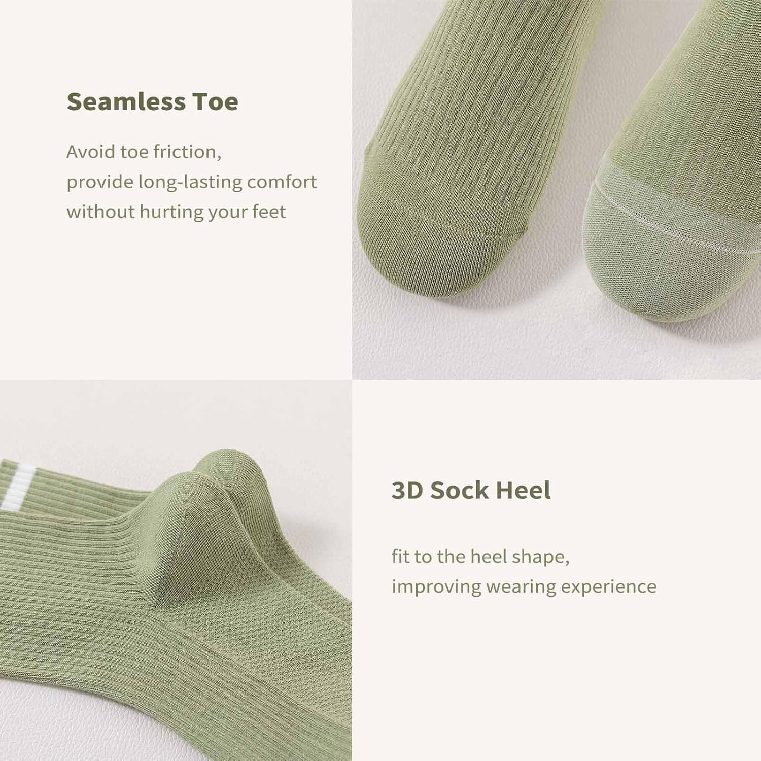 5 Pairs Solid Color Two Stripe Crew Socks Casual Athletic Socks for women Girls - Image 5