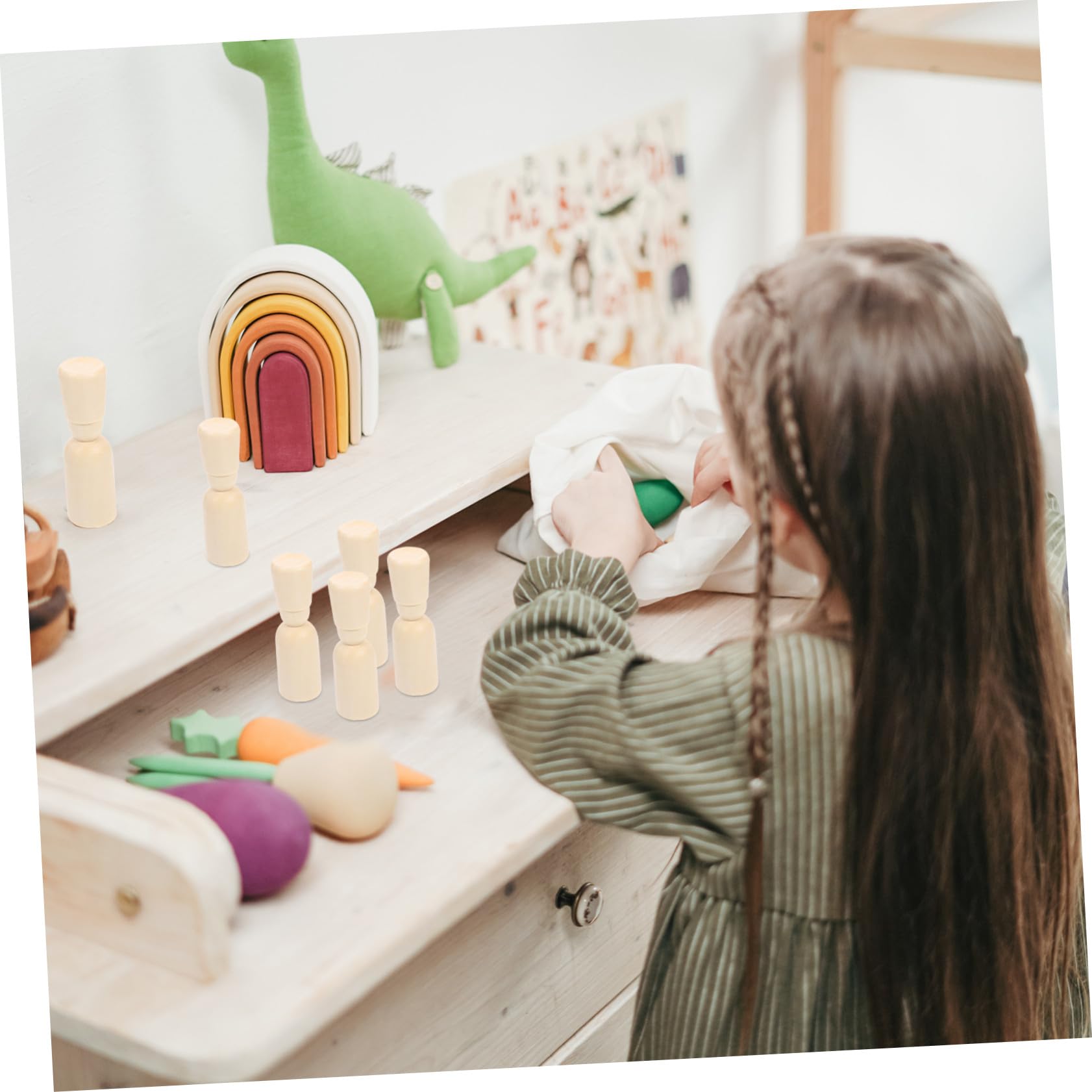 ORFOFE 20 Muñecas de Madera Peg sin Terminar para Pintar, Kit DIY con Cuerpo de Clavija de Madera Beige, Mejora la Habilidad Manual, sin Rebabas para Niños en Juegos Creativos