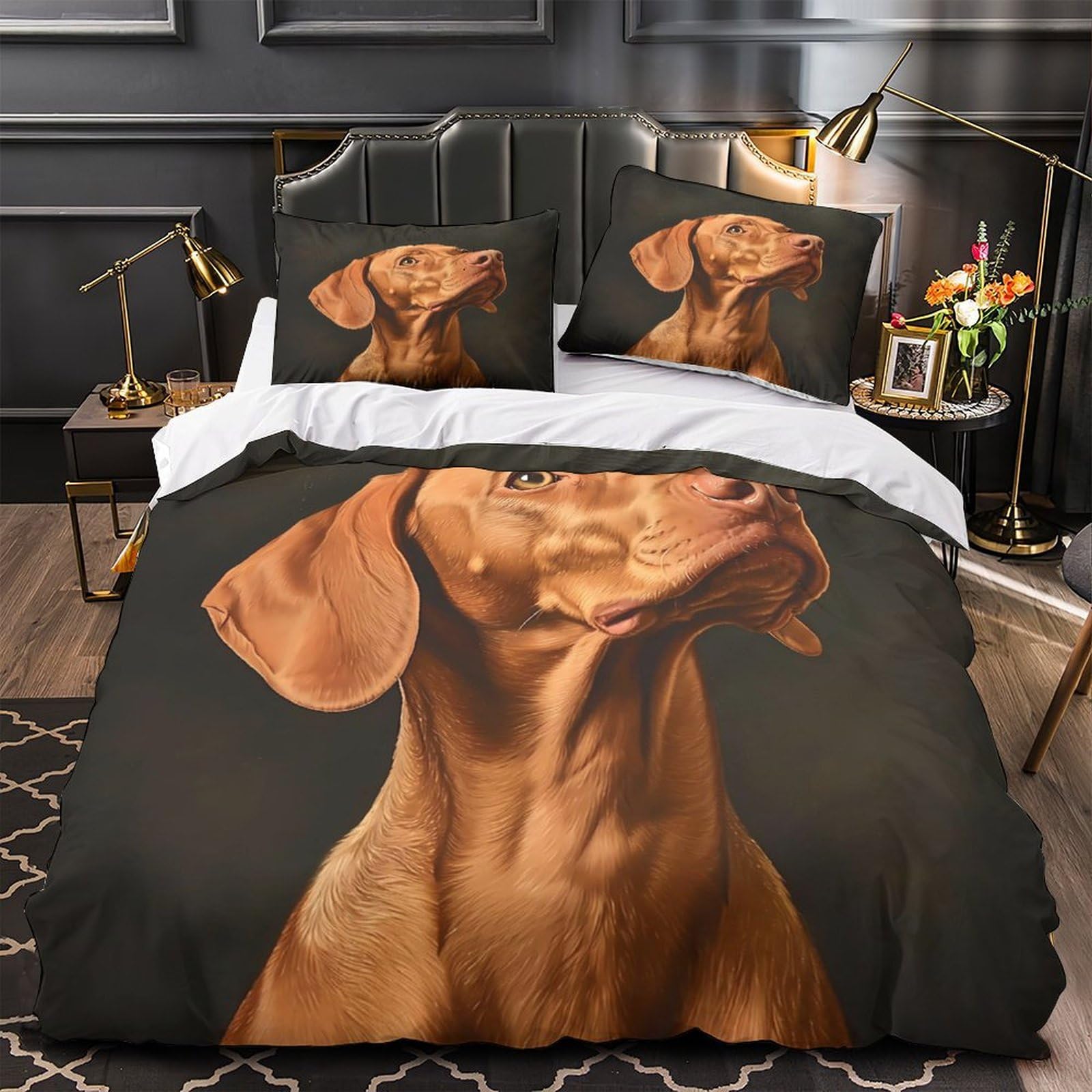 Housse de Couette Chien Lit Enfant et Adulte Parure Microfibre 260x220