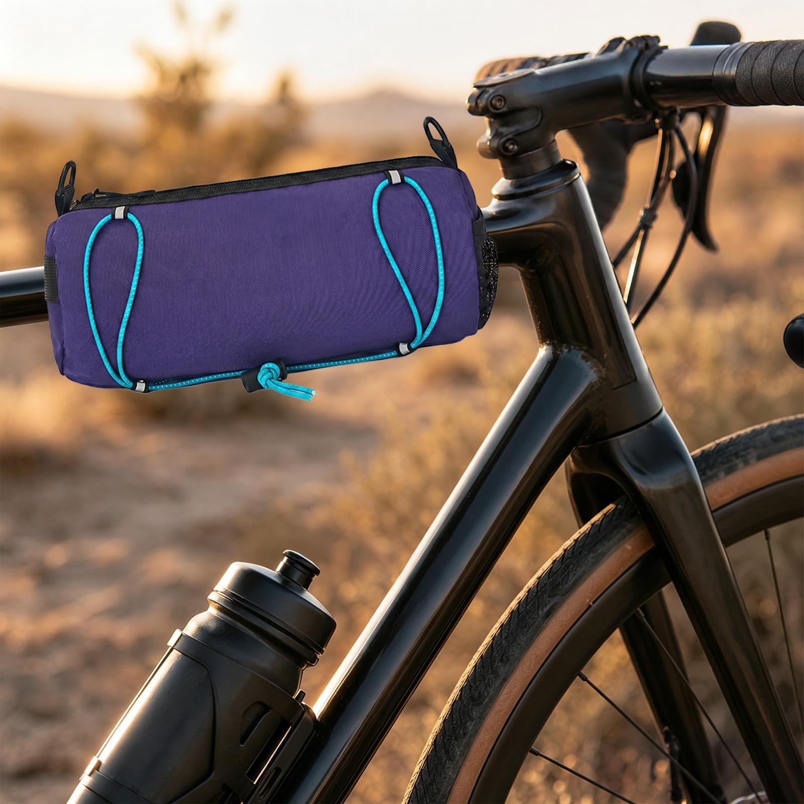 Bolsa para manillar de bicicleta de nailon impermeable para bicicleta de carretera, bicicleta de montaña, bicicleta eléctrica, 25 x 9 x 9 cm