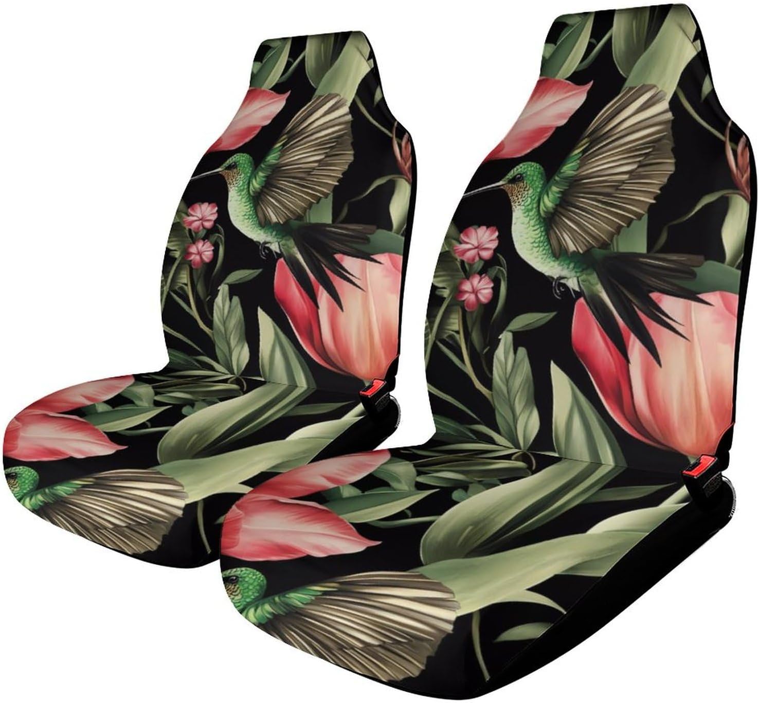 Cute Hummingbird Flowers Car Seat Covers Universal Car Front Seats Protector Auto Interior Accessories 2PCS