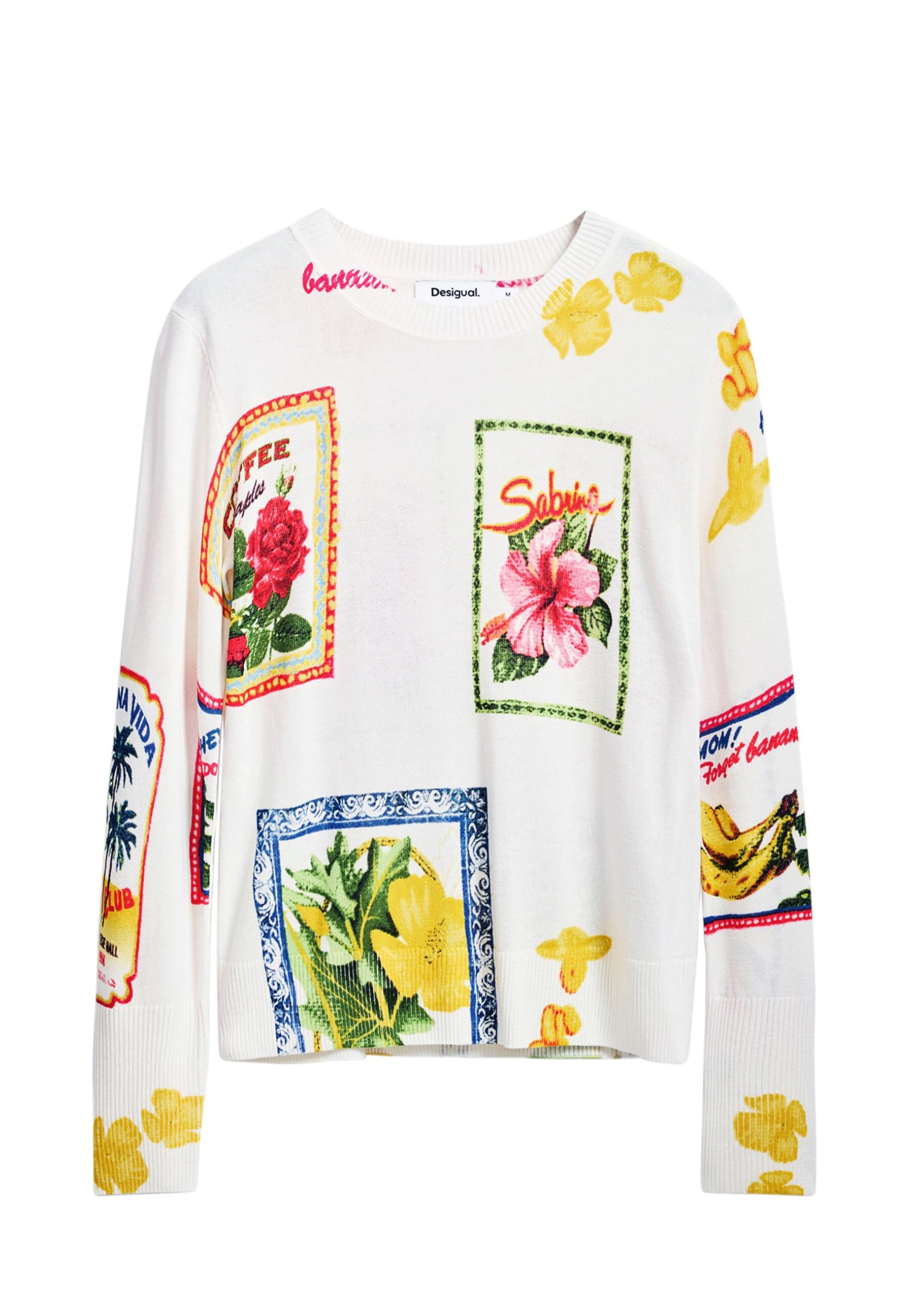 Desigual Damen 25SWJF32 Sweatshirt, White, XXL