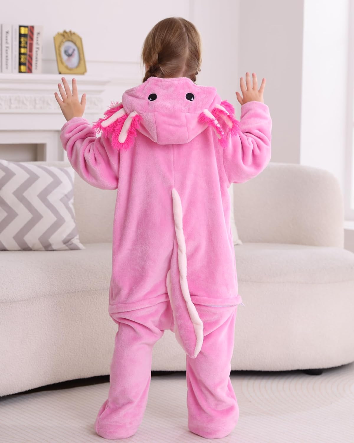 DELEY Onesie Costume Kids Halloween Christmas Costume Cosplay Sleepwear One Piece Animal Pajamas for 4-13 Axolotl - Image 6