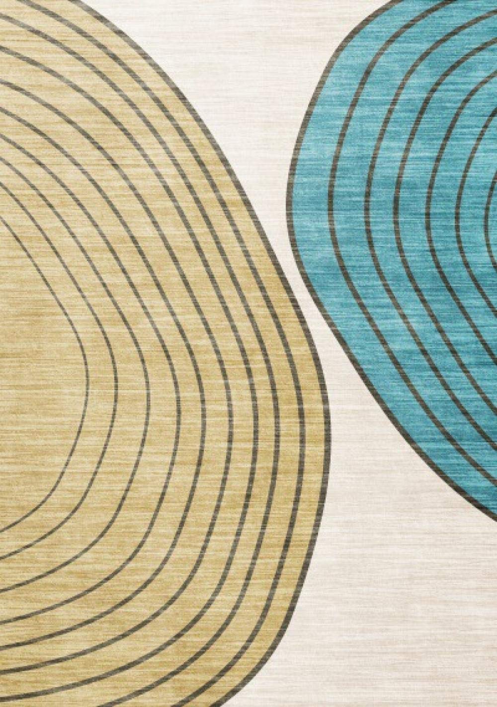 Tapis de grande taille rayures bleues style minimaliste nordique pour couloir et canapé