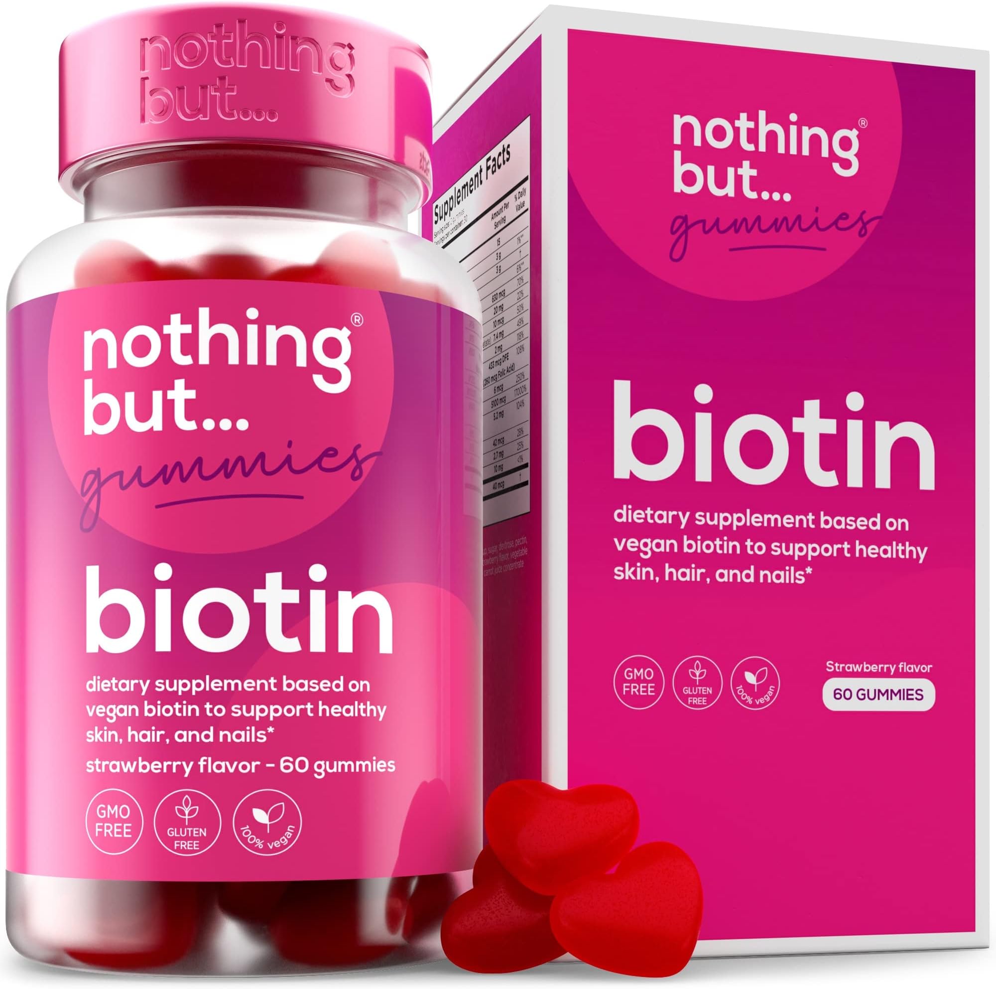 Biotin Gummies for Healthy Hair, Skin and Nails Vitamins for Women – Biotin Supplements - with Vitamins A, C, E & D, Biotin Hair Growth Vitamins, Hair Vitamins, Hair Growth Supplement, 60 Gummies